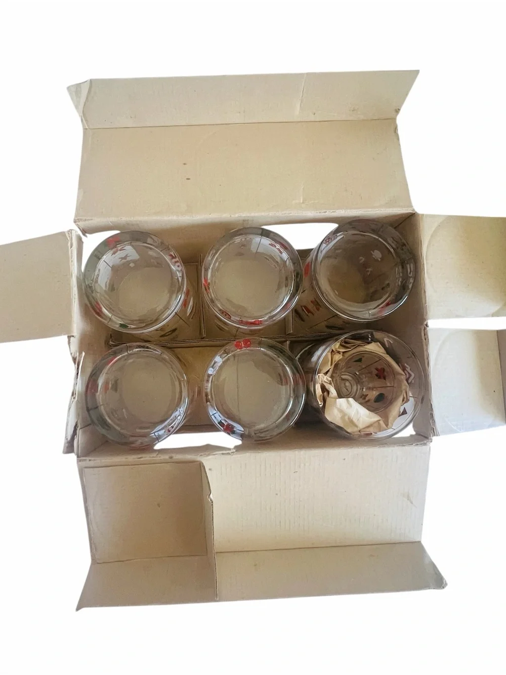 Vintage Culver 'Christmas Potpourri' Collection Set of 6 Glasses 1 Shot Glass